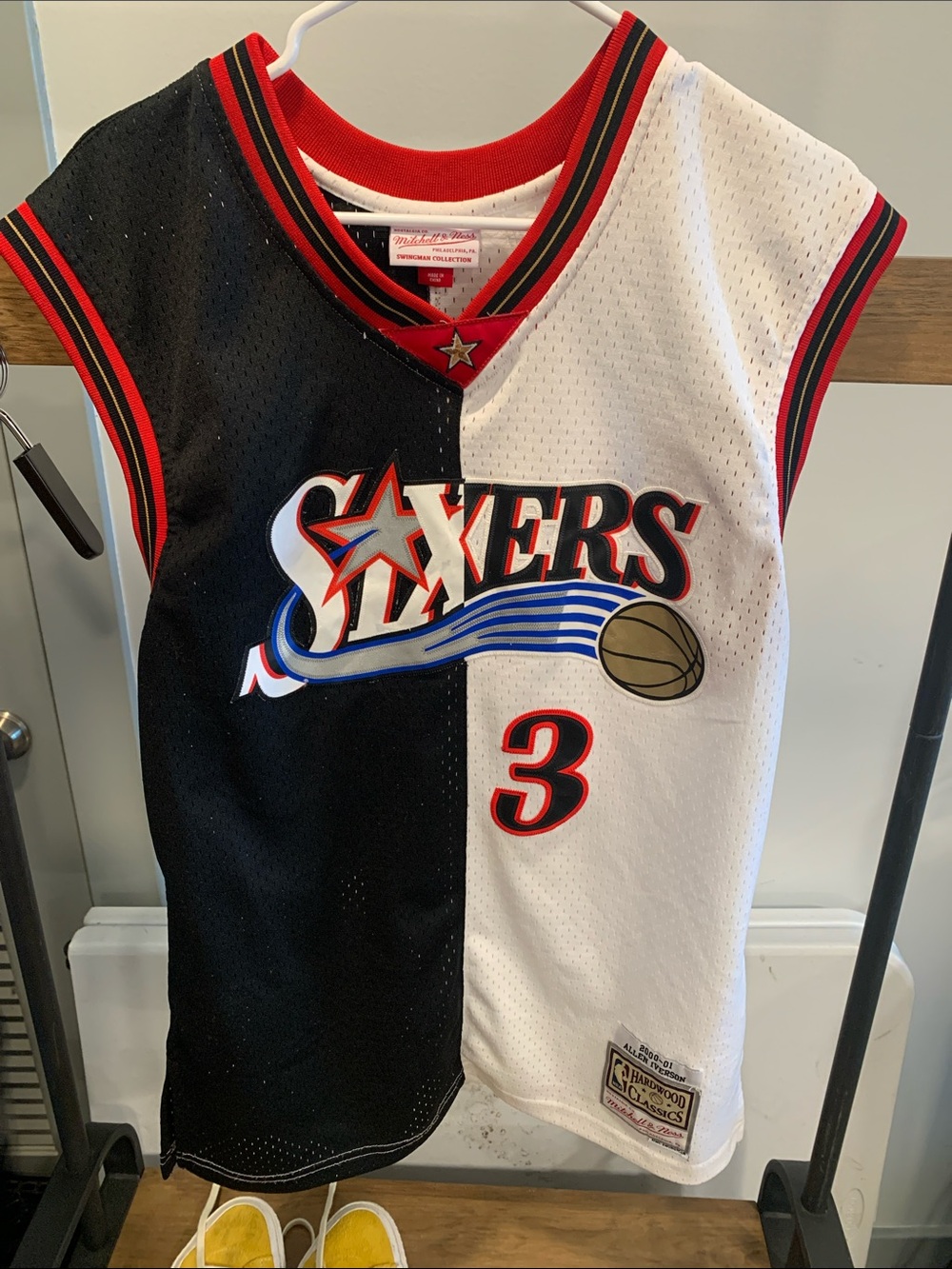 Mitchell & Ness Split Black & White Kids Basketball Jersey